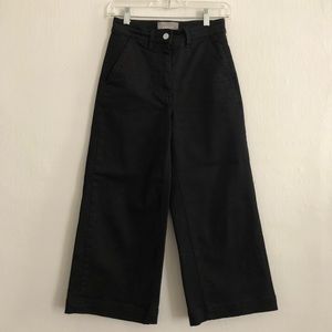 EVERLANE WIDE LEG CROPPED PANTS SZ 00 BLACK